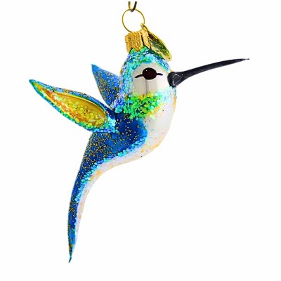 Morawski 4.0 Inch Blue Hummingbird Glittered Tree Ornaments