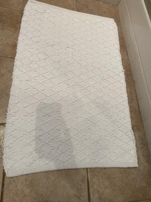 Diamond Embossed Tasseled Woven Bath Rug White - Threshold™
