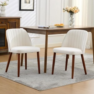 COZONY Modern Wooden Dining Chairs Set of 2, Upholstered Fabric Side Chairs with Padded Seat & Sturdy Wood Legs, Seating for Kitchen, Dining Room - 1 of 4