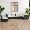vidaXL 6 Piece Patio Lounge Set - Black Poly Rattan with Cream Cushions - Modular & Sturdy Design - Ideal for Outdoor Use - 2 of 4
