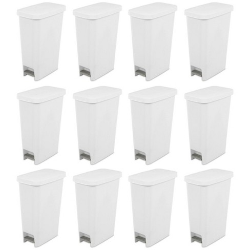 Sterilite 11 Gallon Slim Narrow Stepon Hands Free Portable Kitchen  Wastebasket Trash Can Garbage Bin Container With Oversized Lid, White (12  Pack) : Target