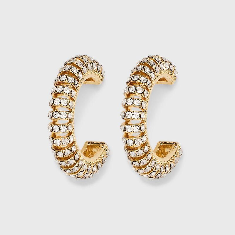 SUGARFIX by BaubleBar Crystal Tube Hoop Earrings - Gold, 1 of 4