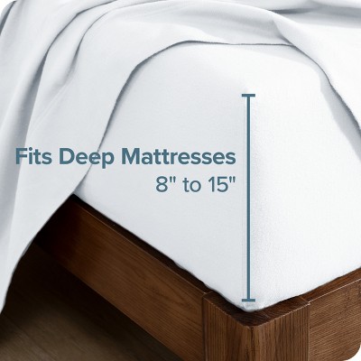 Queen White Cotton Flannel Deep Pocket Fitted Sheet