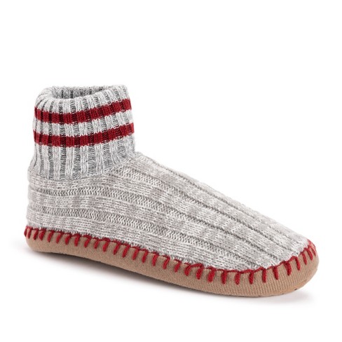 MUK LUKS Men's Cuff Slipper Boots - Ash/Ivory Marl, L/XL (11-13)