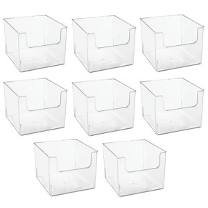mDesign Plastic Household Storage Organizer Bins with Open Front, 4 Pack, Clear - 1 of 4