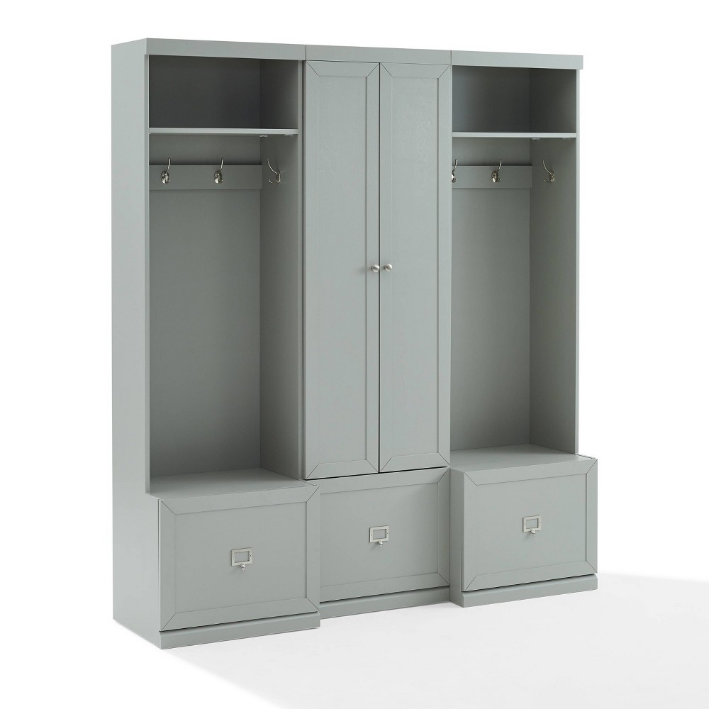 Photos - Chair Crosley 3pc Harper Entryway Set with Pantry Closet and 2 Hall Trees Gray  