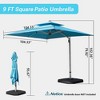 TiramisuBest 9ft Aluminum Cantilever Tilt Patio Umbrella with Center Pole - Lake Blue (Not Base) - 4 of 4