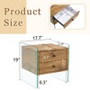 FONTOI End Table with Drawers, Side Table with Tempered Glass, Coffee Table for Living Room, Wood, 15.5"*19"*17.7" - 3 of 4