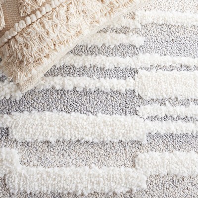 Ivory Diamond Shag Synthetic 4' x 6' Area Rug