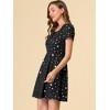 Allegra K Women's Printed Summer Casual Square Neck Short Sleeve Fit and Flare Dress - 4 of 4