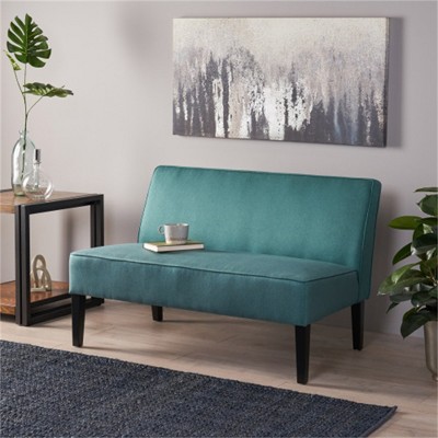 SKRAN Contemporary Teal Loveseat - Upholstered Fabric Love Seat with Birch Wood Legs for Living Room Comfort and Style, Teal