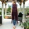 Anna-Kaci Women's Floral Lace Boho Crochet Long Line Cardi Vest for Casual Looks - 3 of 4
