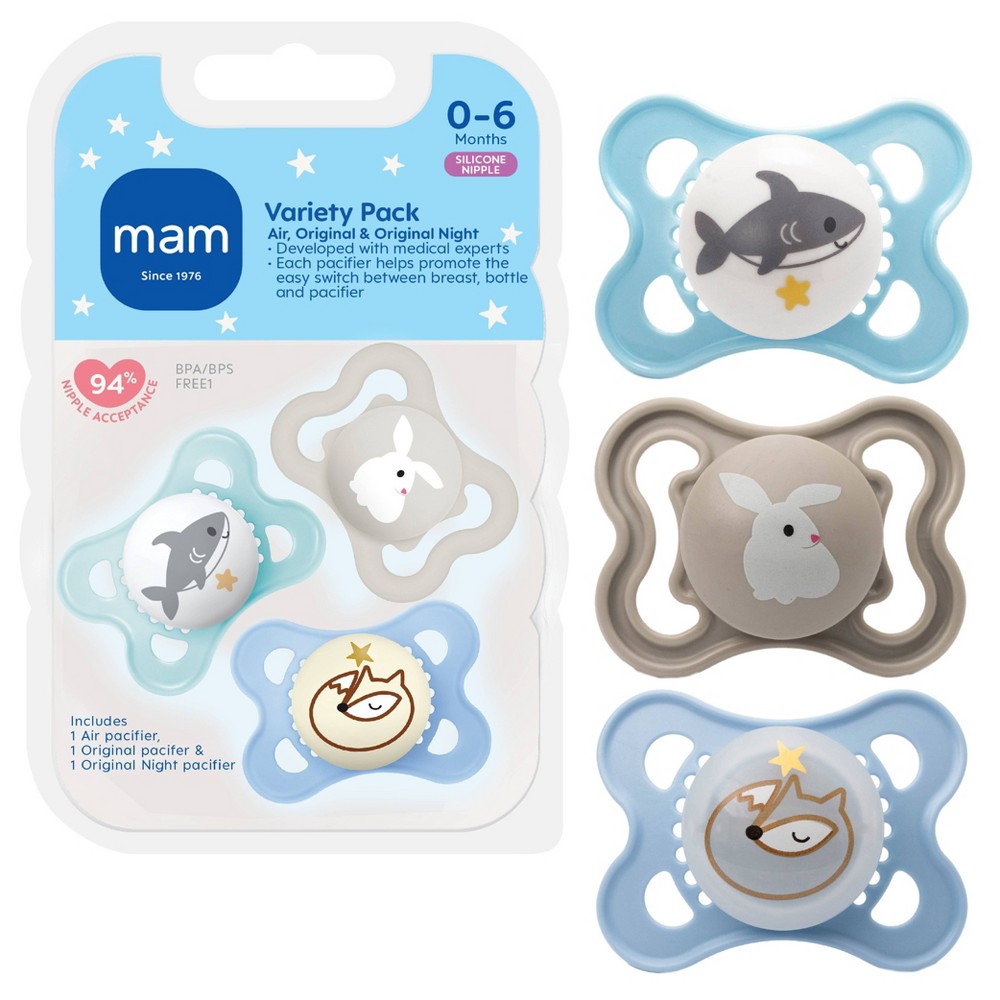 MAM Pacifier Variety Pack 0-6m - Boy - 3pk