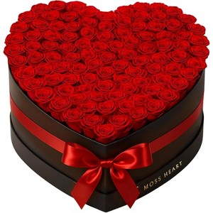 Moss Heart Preserved roses - Red roses in Heart Box - 100 count - 1 of 1