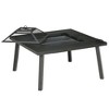 Outsunny 34" Fire Pit with Grill, Square Metal Outdoor Wood Burning Fire Pit with Spark Screen, Fire Poker, Cover, Table Lip, Black - 4 of 4