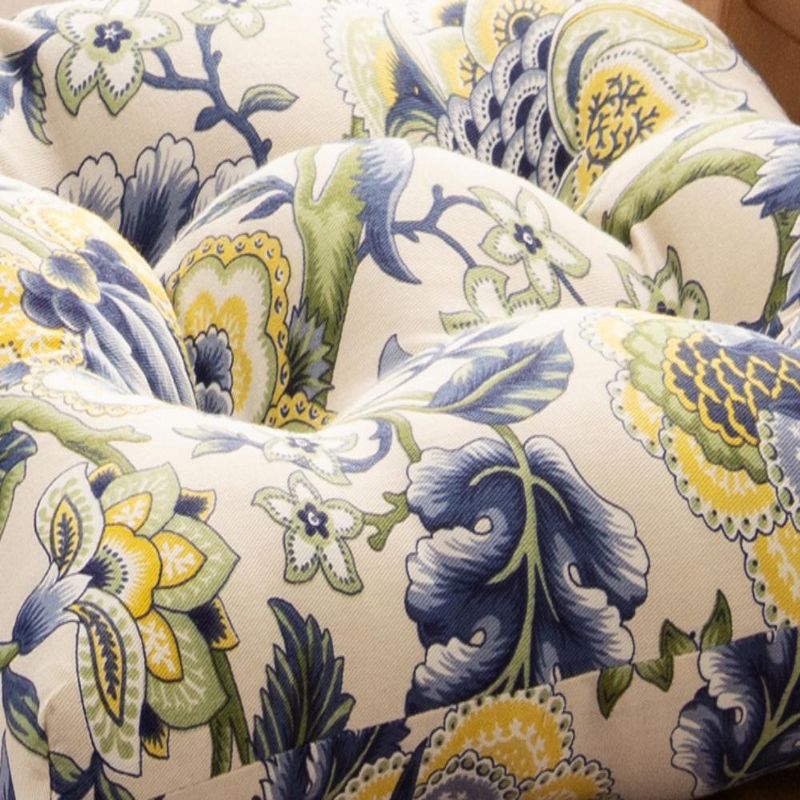 Ellis Cirtain Regency Jacobean Floral Soft Reversible Chair Polyester Fill Cushions Pad 15"x14" Blue, 4 of 5