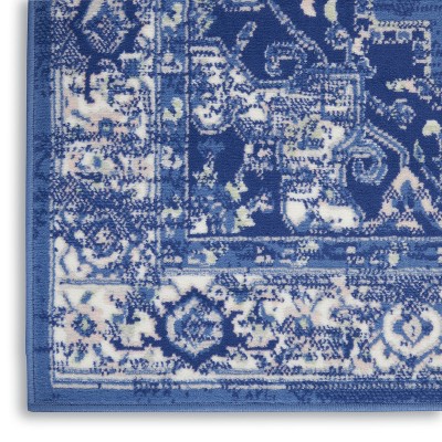 Navy Floral Essence 8' x 10' Easy-Care Synthetic Rectangular Rug