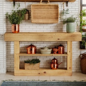 Hommoo 63" Solid Wood 3-Tier Console Table, Narrow Sofa Storage Table for Entryway - 1 of 4