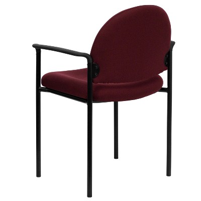 ErgoStack Burgundy Fabric and Black Metal Side Reception Chair