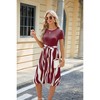 Coolmee  Women Summer MIdi Dress V Neck Short Sleeve Fit and Knee Length Church Wedding Guest Dresses with Fashion Belt - 2 of 4