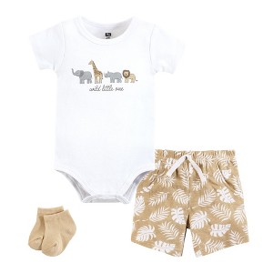 Hudson Baby Bodysuit, Short and Sock, Wild Little One - 1 of 4