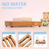 Aoibox Slotted Teak Wood Soap Dish 2 Pack, Self Draining Soap Holder for Shower, Sink, Bathroom, Bathtub, RV, Kitchen Sponge Rack - 3 of 4