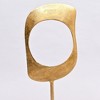 Gold & Nickel Aluminum Ring Sculptures with Black Base – Set of 2 (23" & 21" H) - 4 of 4