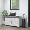 Aghana Digitals Modern Entryway Shoe Bench with Washable Linen Cushion, Adjustable Shelves, Shutter - 2 of 4
