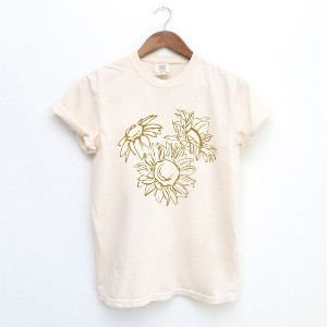 Simply Sage Market Women's Sunflower Bouquet Short Sleeve Garment Dyed Tee - 1 of 4