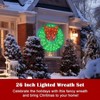 26 Inch Lighted Christmas Wreath Outdoor Wall Door Decoration Green Flocked Artificial Pine Leaves Waterproof Holiday Home Decor - 4 of 4