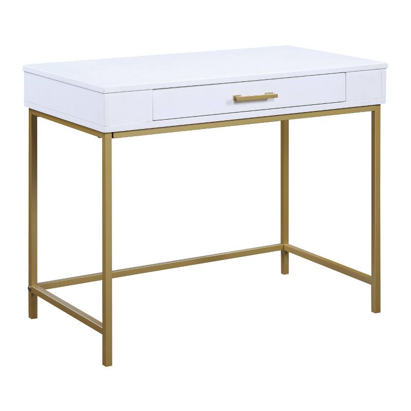 Modern Life Desk with Gold Metal Legs White Finish - OSP Home Furnishings, 1 of 10
