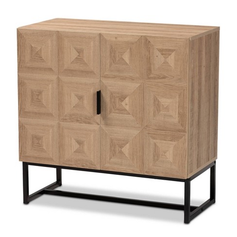 Darien Wood And Metal 2 Door Storage Cabinet Brown black Baxton Studio Modern Accent Furniture With Fixed Shelves Target