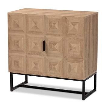 Darien Wood and Metal 2 Door Storage Cabinet Brown/Black - Baxton Studio
