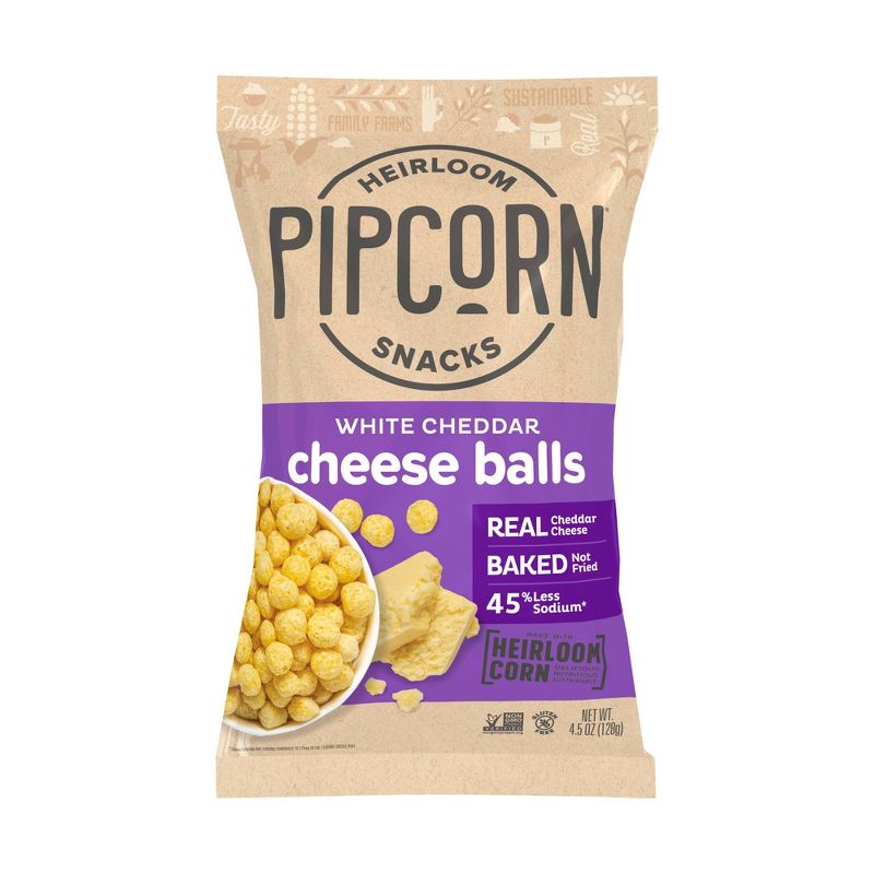 Pipcorn White Cheddar Cheese Balls - 4.5oz, 1 of 8