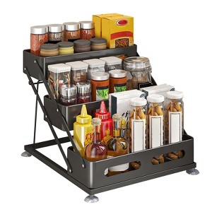 3 Tier Spice Rack Expandable Spice Rack Made of Carbon Steel, Spice Racks Kitchen Shelf Worktop Kitchen Organiser Drawer Kitchen Organiser - 1 of 4
