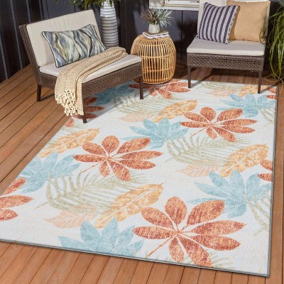 Luxe Weavers Rustic Floral Brick Outdoor Rug