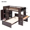 Twin over Twin Bunk Bed with Desk, Solid Wood Bunk Bed with Storage Shelves and Wardrobe, Twin Size Loft Bed with a Stand-Alone Bed - 2 of 4