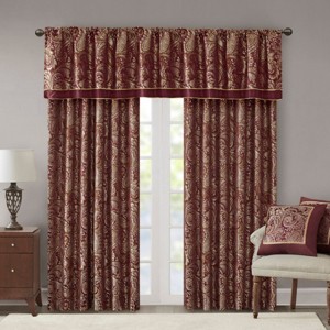 ChicFurnit Curtain Panel Pair Paisley Jacquard with Faux Silk Sheen for Modern Spaces, Multicolored, 108"*50"*0.13" - 1 of 4
