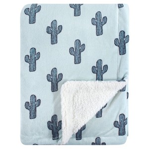 Yoga Sprout Baby Boy Mink and Faux Shearling Plush Blanket, Cactus, One Size - 1 of 1