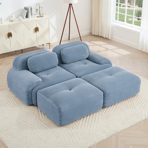 Oversized Corduroy Modular L/U-Shaped Cloud Sectional Sofa with Ottomans, Free combination, Pet-Friendly, No Assembly Required - 1 of 4