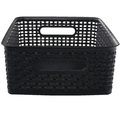 Advantus Weave Plastic Bin Black Each 130414