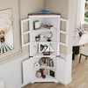 67" Farmhouse Corner Cabinet with Lights Tall Corner Storage Cabinet with Glass Door Wooden Storage Organizer - 4 of 4