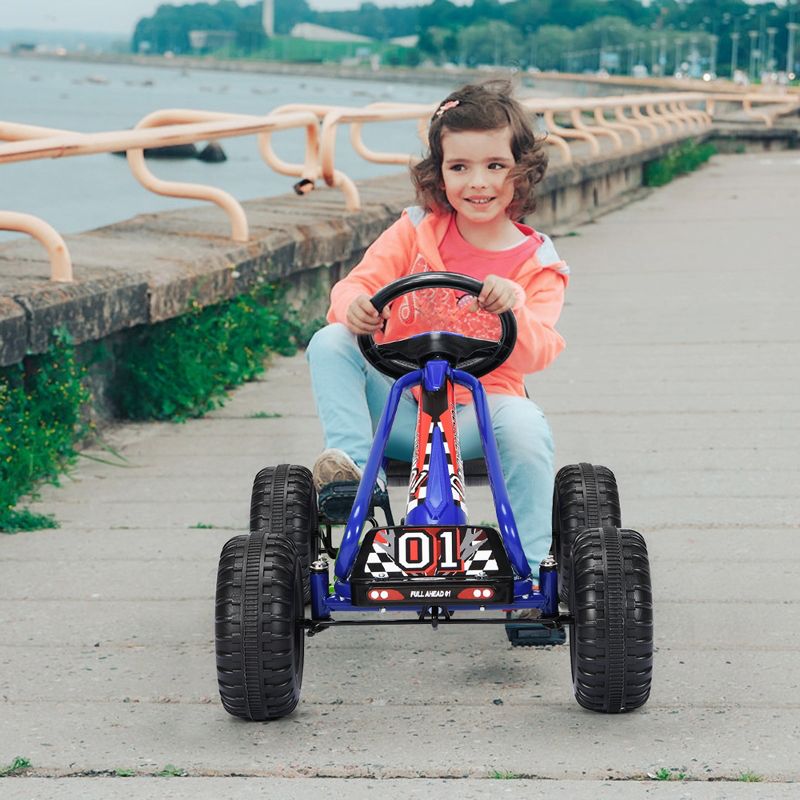Costway Kids Pedal Go Kart 4 Wheel Ride On Toys w/ Adjustable Seat & Handbrake, 3 of 11