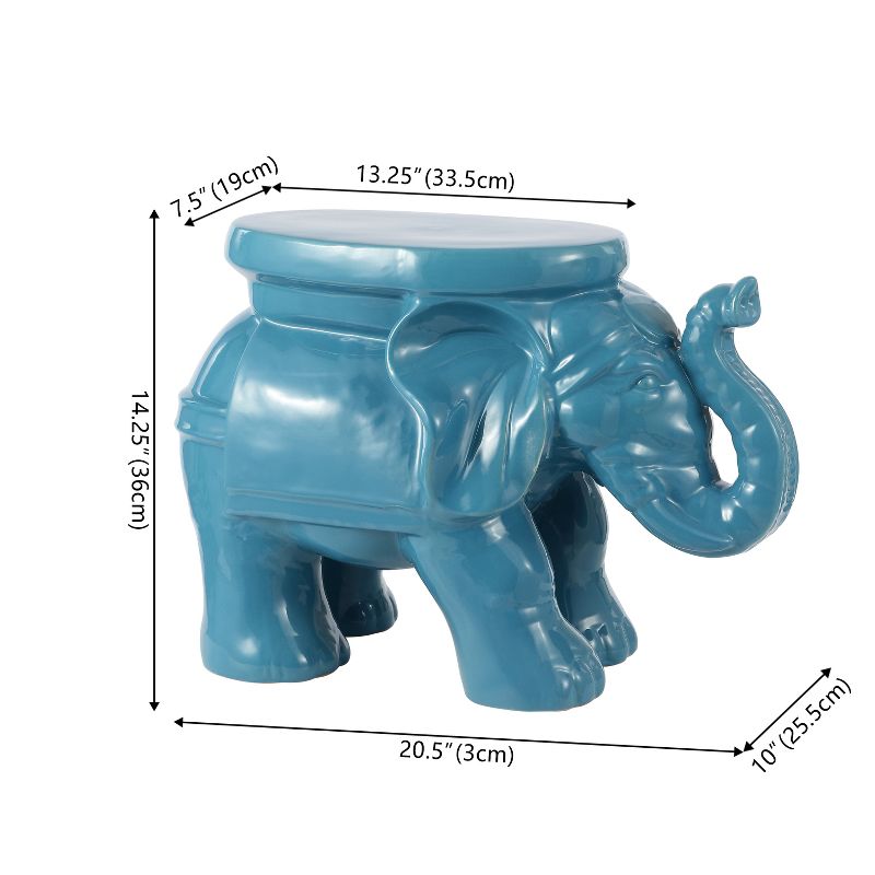 White Elephant 14.25" Ceramic Garden Stool - JONATHAN Y, 3 of 10