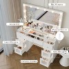 Petrimins Vanity Desk with Mirror and Lights 3 Colors, Glass Top Vanity with 7 Lighted Drawers & Power Outlet, Makeup Desk Dressing Table for Women - 4 of 4