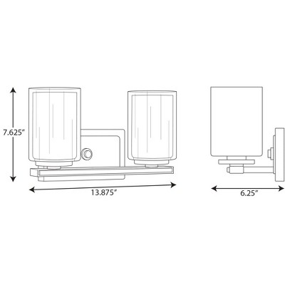 Brushed Nickel 2-Light Cylinder Shade Bath Vanity Fixture