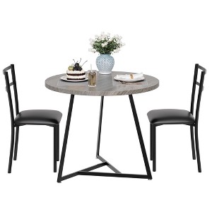 Round Dining Table Set for 2, Modern Kitchen Table Chairs Set of 2,Small Dining Room Table Set with 2 Upholstered Chairs - 1 of 4