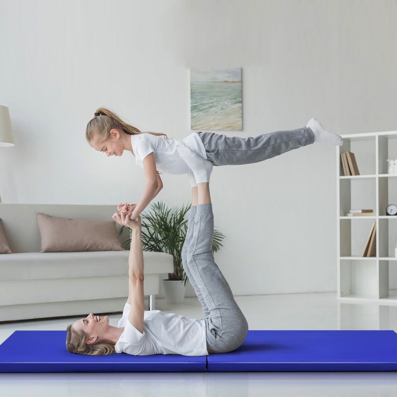 Costway 6'x2' Yoga Mat Folding Exercise Aerobics Stretch Gymnastic w/Handle  Blue, 2 of 11