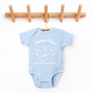 The Juniper Shop American Classic Kids In America Baby Short Sleeve Bodysuit - 6M - Light Blue - 1 of 4