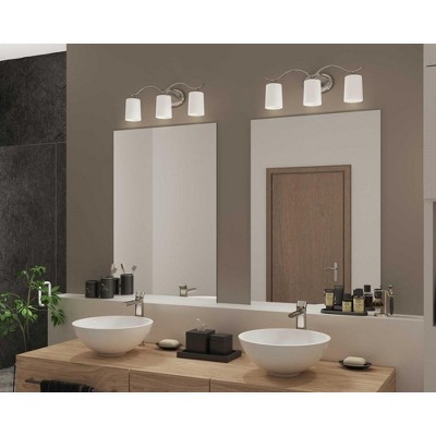 Polished Chrome 3-Light Wall Sconce with Etched Glass Shades